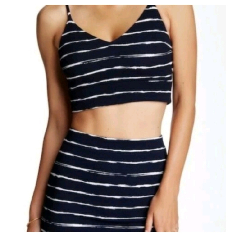 Necessary Objects Painter Stripes Crop Top Large Festive Party Cocktail 80s